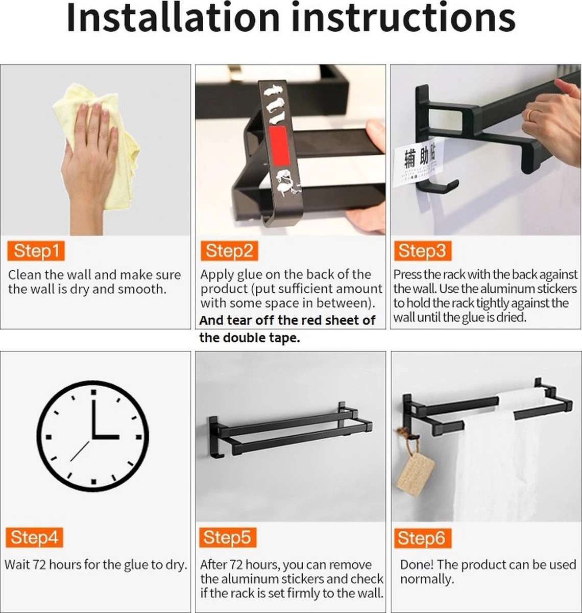 Merkloos Cgoods Handdoekrek Dubbele Stang Zonder Boren - Handdoekrek Badkamer - Handdoekhouder - Handdoekstang - 60CM 11 Merkloos Cgoods Handdoekrek Dubbele Stang Zonder Boren - Handdoekrek Badkamer - Handdoekhouder - Handdoekstang - 60CM - Afbeelding 9