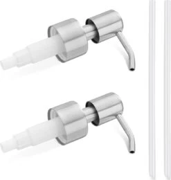 Navaris Roestvrijstalen Zeepdispenserkop Set X2 - Opschroefbare Pompkop Voor Flessen - 22-24 Mm Mondstuk Voor Vloeistof, Lotion - Zilverkleurig -Badkamer Wijs 1142x1200 4