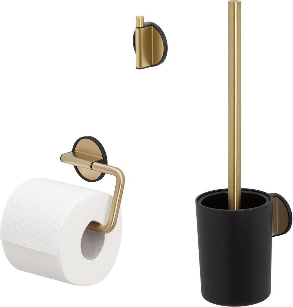 Tiger Tune - Toiletaccessoireset - Toiletborstel Met Houder - Toiletrolhouder Zonder Klep - Handdoekhaak – Messing Geborsteld / Zwart 3 Tiger Tune - Toiletaccessoireset - Toiletborstel Met Houder - Toiletrolhouder Zonder Klep - Handdoekhaak – Messing Geborsteld / Zwart