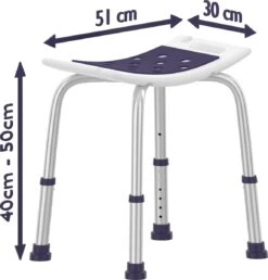 Sanicraft® Douchekruk - In Hoogte Verstelbaar - Douchekrukje - Roestvrij - 150kg Draagkracht - Comfortabel Zitkussen - Inclusief Douchekophouder, Handgrepen, Anti Slip Poten -Badkamer Wijs 1148x1200 12
