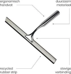 Aquafy Raamwisser RVS - Incl. Douchespons - Douchetrekker Voor Badkamer - Raamwisser Douche - Douchewisser RVS - Luxe Trekker Met Ophanghaak -Badkamer Wijs 1154x1200 7