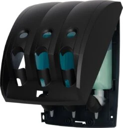 Aquathof, Zeepdispenser, Mat Zwart, 3 Kamer, 3 Reservoirs, 3x350ml, Hangend, Wandmontage -Badkamer Wijs 1155x1200 3