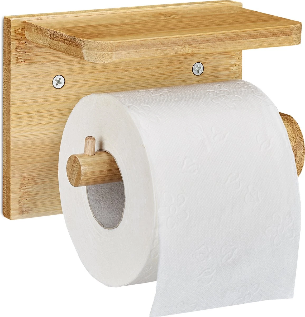 Relaxdays Toiletrolhouder Met Plankje - Wc-rolhouder Bamboe - Rolhouder Toilet - Hout 7 Relaxdays Toiletrolhouder Met Plankje - Wc-rolhouder Bamboe - Rolhouder Toilet - Hout - Afbeelding 5