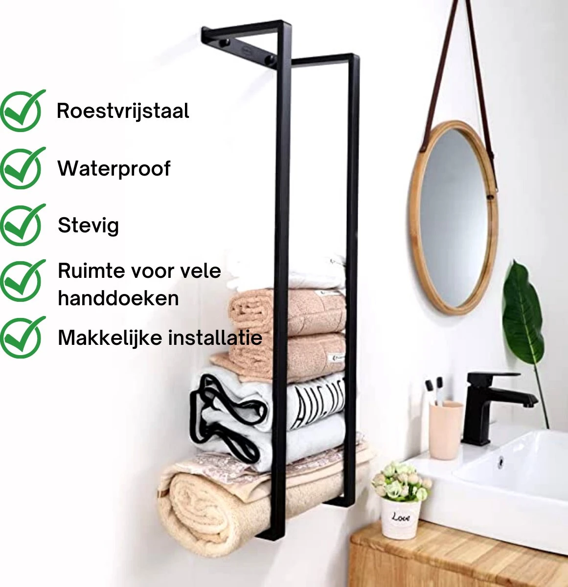 Liviner Stainless Handdoekrek - Handdoekrek Badkamer - Zwart - Handdoekenrek - Handdoekhouder - RVS 11 Liviner Stainless Handdoekrek - Handdoekrek Badkamer - Zwart - Handdoekenrek - Handdoekhouder - RVS - Afbeelding 9