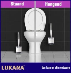 Lukana Siliconen WC Borstel Met Zeepdispenser - Hervulbaar - Vrijstaand Of Hangend - Sneldrogend, Hygiënisch & Antibacteriële Werking - Zonder Boren - Toilet Brush - Toiletborstel Houder - Lekbak -Badkamer Wijs 1162x1200 4