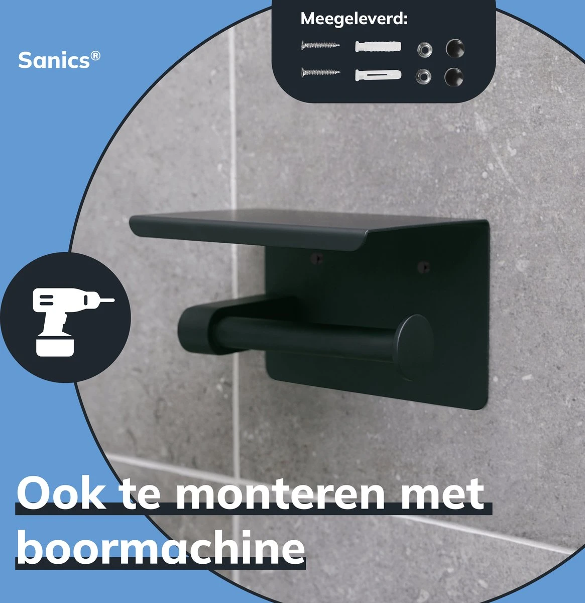Sanics WC Rolhouder Zwart – Toiletrolhouder Zonder Boren – Met Plankje - Zelfklevend - RVS 9 Sanics WC Rolhouder Zwart – Toiletrolhouder Zonder Boren – Met Plankje - Zelfklevend - RVS - Afbeelding 7