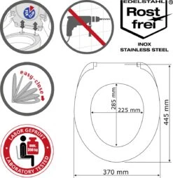 WENKO WC Bril Gubbio - Antibacterieel Wit Duroplast - Easy-Close Sluiting - Fix-Clip Bevestiging In RVS - Belastbaar Tot 350 Kg - Toiletbril - Toiletzitting -Badkamer Wijs 1165x1200 8