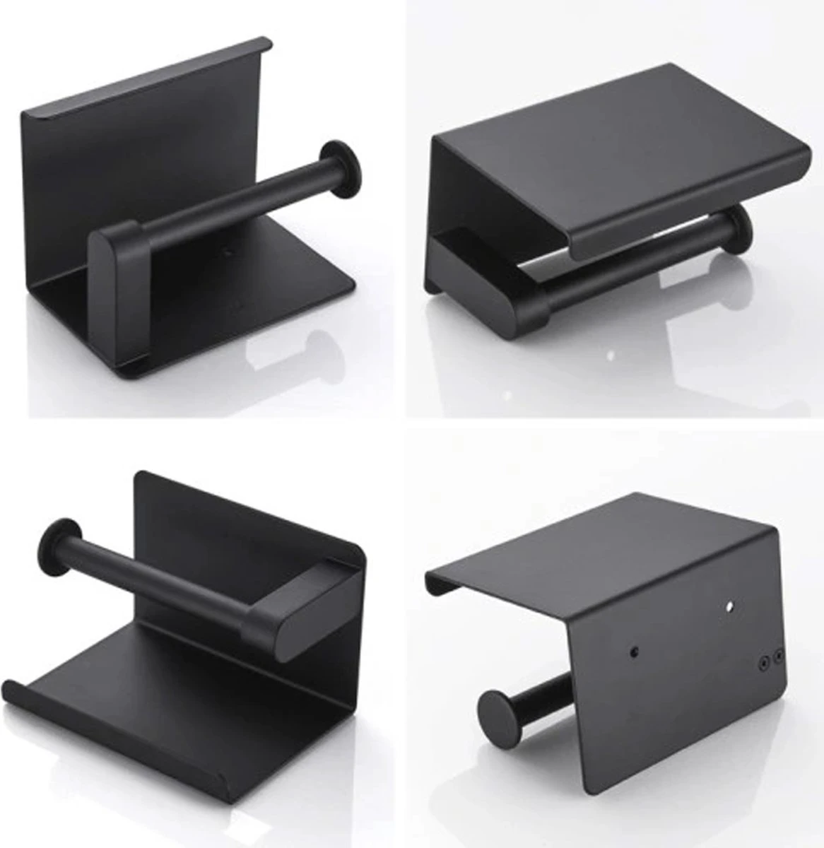 Toiletrolhouder - Wc Rol Houder Met Plankje - Inclusief Haakje - RVS - Waterbestendig - Zwart - Rheme 12 Toiletrolhouder - Wc Rol Houder Met Plankje - Inclusief Haakje - RVS - Waterbestendig - Zwart - Rheme - Afbeelding 10