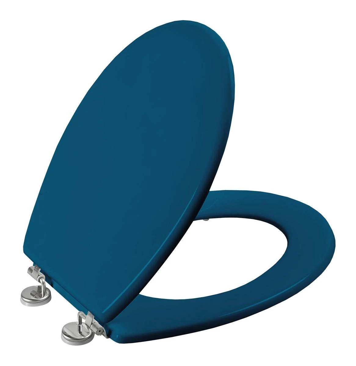 Allibert Wc-bril BOLIVA - Geperst Hout - Verchroomde Scharnieren - Blauw Gelakt 3 Allibert Wc-bril BOLIVA - Geperst Hout - Verchroomde Scharnieren - Blauw Gelakt