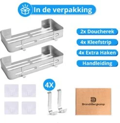 BrandtBergkamp RVS Doucherek 2 Laags – Zonder Boren – Doucherekje Hangend – Badkamerrek Zilver -Badkamer Wijs 1166x1200 8