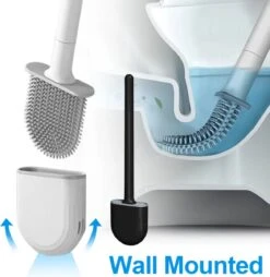 WC Borstel Met Houder – Toiletborstel – Siliconen – Hangend – Zwart -Badkamer Wijs 1169x1200