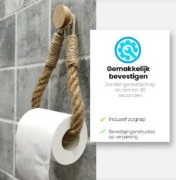 Jelta Toiletrolhouder Zonder Boren- Wc Rolhouder - Zuignap - Zelfklevend - Hout En Touw -Badkamer Wijs 1170x1200 4