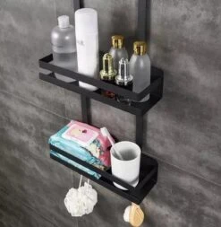 Doucherek Hangend - Ophangbaar Doucherek Matzwart - Twee Lagen - Badkamerrek - Doucherek Zonder Boren - 2 Laags - Badkamer Accessoires -Badkamer Wijs 1173x1200 10