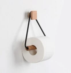 Toiletrolhouder Zonder Boren- Wc Rolhouder - Zuignap - Zelfklevend - Hout