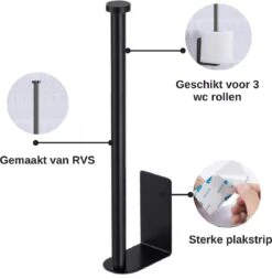 Wc Rolhouder Zonder Boren Toiletrolhouder Reserverolhouder 3 Rollen - Zwart - Badkamer Accessoires - RVS - Hangend -Badkamer Wijs 1173x1200 8