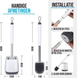 Strex Toiletborstel Siliconen Met Houder - Sneldrogend, Hygiënisch & Antibacteriële Werking - WC Borstel - Toilet Borstel Houder -Badkamer Wijs 1174x1200