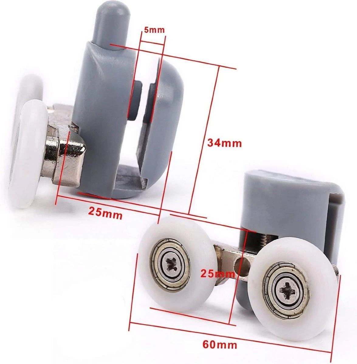 Merkloos Wielen Voor Douchedeur, Rollen Voor Douchedeur, Wieltjes, Douchedeur, 4 X Boven En 4 X Onder, Badkamer, 25 Mm, 8 Stuks Dubbele Wielen 6 Merkloos Wielen Voor Douchedeur, Rollen Voor Douchedeur, Wieltjes, Douchedeur, 4 X Boven En 4 X Onder, Badkamer, 25 Mm, 8 Stuks Dubbele Wielen - Afbeelding 4