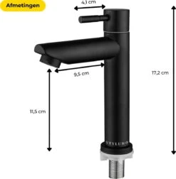Stylumo Zwarte Toiletkraan – Fonteinkraan Zwart – Koudwaterkraan – WC Kraan – Badkamermeubel Kraan Alleen Koud Water -Badkamer Wijs 1175x1200 13