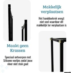 Mmoods XL Handdoekrek 2 Baren Badkamer Zwart - 25 X 50 X 86 Cm - Handdoekenrek Staand Keuken - Handdoekhouder Vrijstaand 2 Dragers -Badkamer Wijs 1176x1200 7