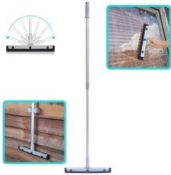 Vitamo™ Premium 2-in-1 Badkamer Vloerwisser Lang Met Ophangsysteem - Douchewisser Met Afdraaibare Wisser - Raamwisser - 180° Draaiend - Uitschuifbaar 70/125 CM - Grijs