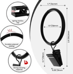 BOTC Gordijnringen Met Klem - 38 MM - Zwarte - Sets Van 20 Stucks -Badkamer Wijs 1178x1200 18
