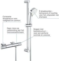 GROHE Grohtherm-1000 Performance Renovatieset - Met Thermostaatkraan, Koppelingen, Glijstang En Hoofddouche - CoolTouch - Chroom -Badkamer Wijs 1178x1200 29