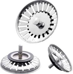 Merkloos Gootsteen Afvoerplug - 84 Mm - RVS Afvoerzeef Spoelbak - Korfplug