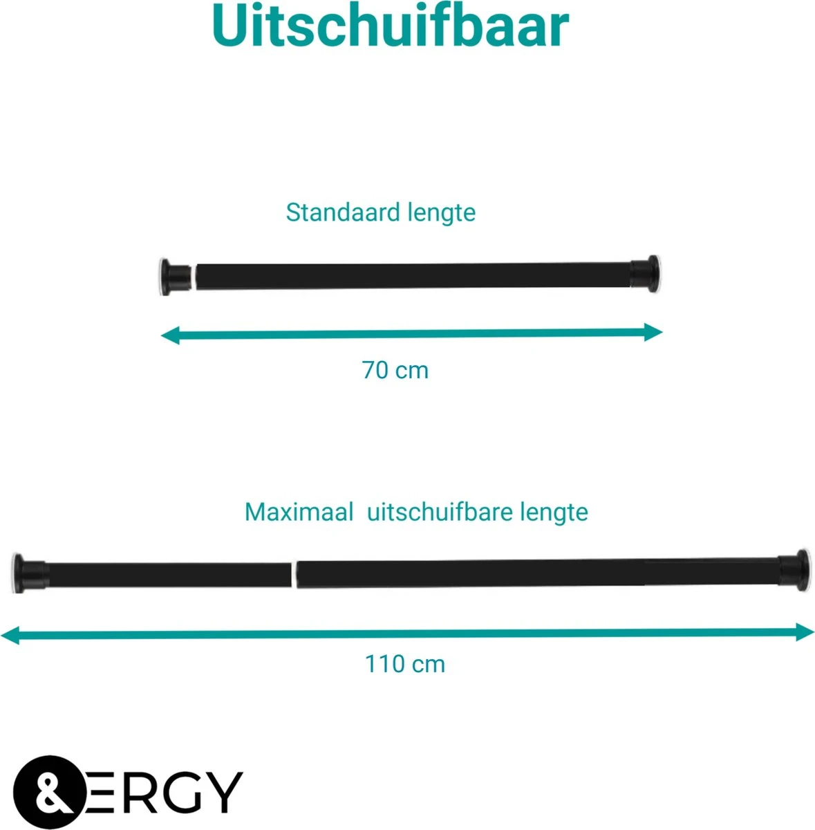 Douchestang Uitschuifbaar 70 - 110 Cm | Douchegordijn Stang | Zwart | Kledingroede Verstelbaar | Ophangsysteem | Kledingstang 4 Douchestang Uitschuifbaar 70 - 110 Cm | Douchegordijn Stang | Zwart | Kledingroede Verstelbaar | Ophangsysteem | Kledingstang - Afbeelding 2