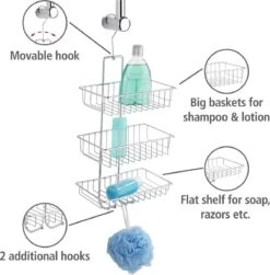 WENKO Doucherek Nivala 3-laags Chroom - Doucherek Zonder Boren - Doucherek Hangend -Badkamer Wijs 1180x1200