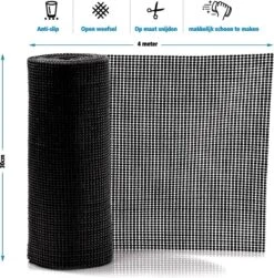 SWILIX ® Antislipmat Voor Kasten En Lades, Douchemat - Badkamermat - Badmat, Dienblad, Vloer - 4 Meter Rol - Anti Slip Mat - 400 X 30 Cm - Zwart -Badkamer Wijs 1181x1200 3