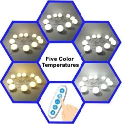 Merkloos Hollywood Spiegellampen – Spiegelverlichting Met 10 LED Lampen – Dimbare Make Up Spiegel Lamp – 4 Meter Kabel -Badkamer Wijs 1184x1200