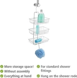 WENKO Doucherek Nivala 3-laags Chroom - Doucherek Zonder Boren - Doucherek Hangend -Badkamer Wijs 1184x1200 7