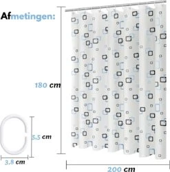 VAIVE Douchegordijn Blauw 180x200 - Anti Schimmel - Douchegordijnen - Ringen -Badkamer Wijs 1185x1200 16