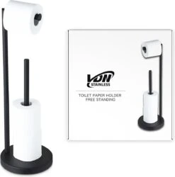 VDN Stainless Wc Rolhouder Staand - Wc Rolhouder Zwart - Toiletrolhouder En Reserverolhouder - RVS - Geschikt Voor 3+1 WC Papier Rollen - 2 In 1 -Badkamer Wijs 1185x1200 5