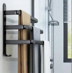 Handdoekrek Zwart - 3 Laags - Inclusief Montagemateriaal - Handdoekrek Badkamer - Handdoekstang -Badkamer Wijs 1185x1200 7