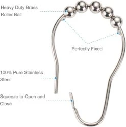 BOTC Gordijnringen - 12 Stuks Gordijn Haken - Gordijnhaken- RVS Gordijn Ringen Voor Gordijn Roede - Sliver -Badkamer Wijs 1186x1200 4