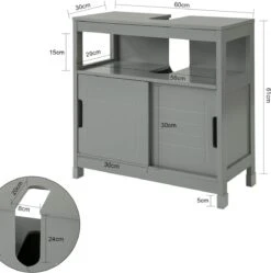 Mara Wastafel Onderkast - Badkamerkast - Badkamermeubel - Schuifdeuren - 60 X 30 X 61 Cm -Badkamer Wijs 1188x1200