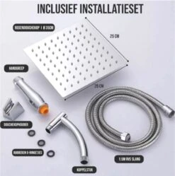 Merkloos Regendouchekop Deluxe | ø 35 Cm | Douchekop Met Slang En Houder | Douchekop | Doucheslang | Douchekophouder | Complete Doucheset | Roestvrij Staal | 360° Draaibaar | Badkamer Accessoires | Elite Pure Chrome Collection 2022 -Badkamer Wijs 1189x1200 19