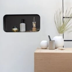 Sealskin Brix - Wandkubus Wandelement Wandrek - 12x50x24 Cm - Metaal - Zwart -Badkamer Wijs 1189x1200 22