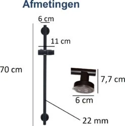 Moodcare® Glijstang - Douche Glijstang - 70 Cm - Mat Zwart - Zonder Boren -Badkamer Wijs 1189x1200 6