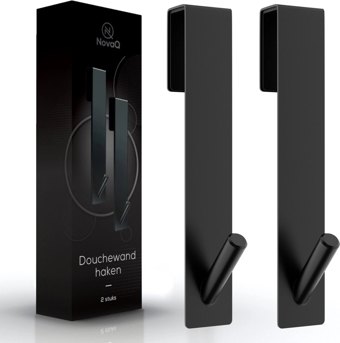 NovaQ Handoekhaakjes - Handoekhouder- Zwart - Douchewand Haak - Set Van 2 Stuks 3 NovaQ Handoekhaakjes - Handoekhouder- Zwart - Douchewand Haak - Set Van 2 Stuks