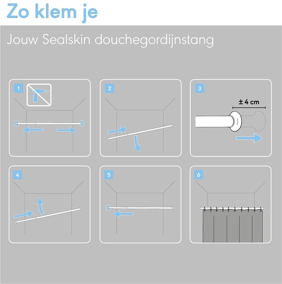 Sealskin Seallux Douchegordijnstang - 80-130 Cm - Zwart 4 Sealskin Seallux Douchegordijnstang - 80-130 Cm - Zwart - Afbeelding 2