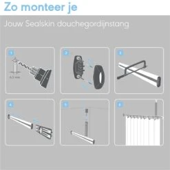 Sealskin - Easy Roll Douchegordijnstangset - 90x90x90 Cm - Wit 19 Sealskin - Easy Roll Douchegordijnstangset - 90x90x90 Cm - Wit -Badkamer Wijs 1194x1200 20