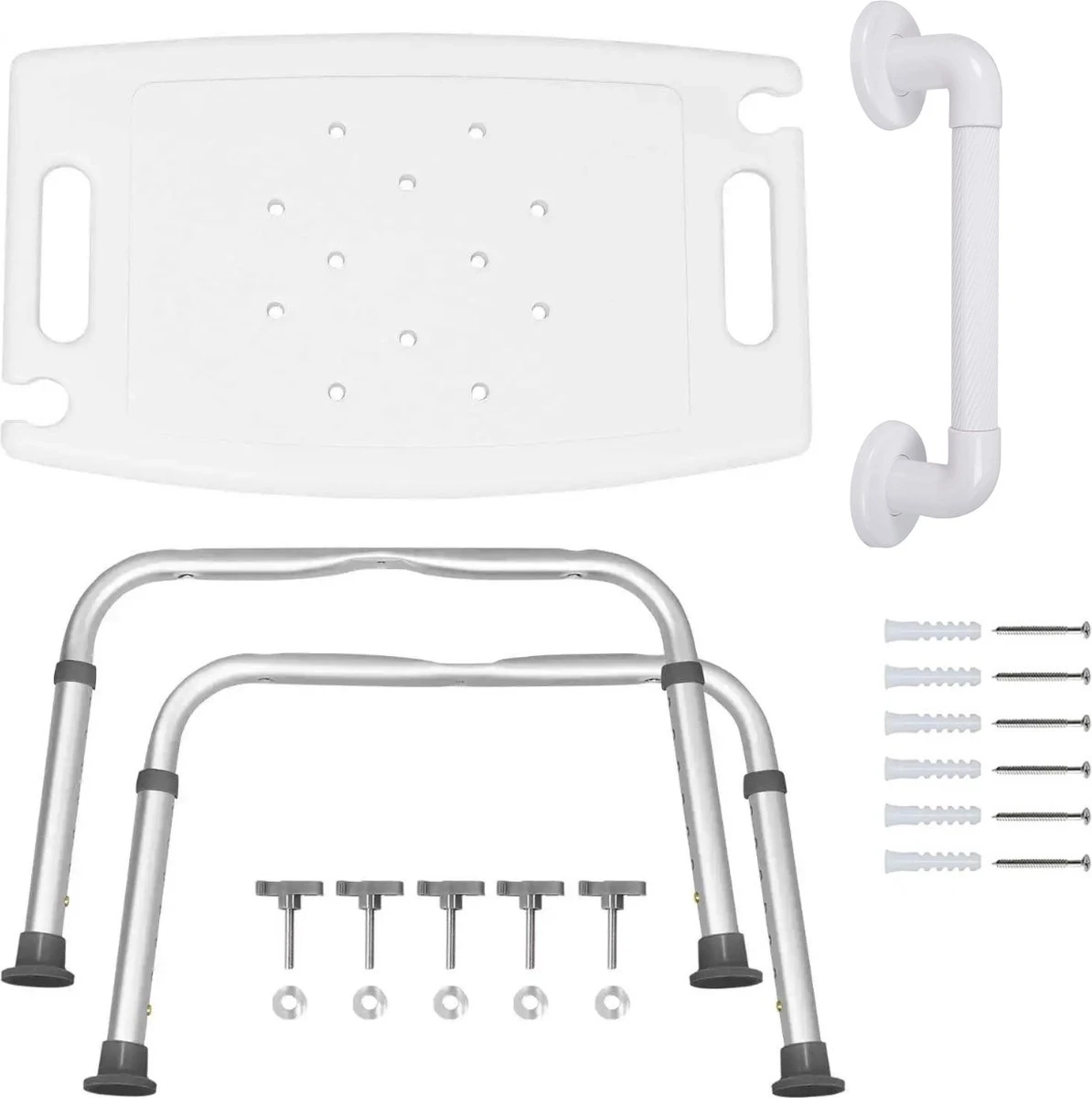 Life&Home Douchekruk - Wandbeugel Bijgeleverd - Douchestoel - 6 Hoogtes - Max 130 Kg - Handgrepen 10 Life&Home Douchekruk - Wandbeugel Bijgeleverd - Douchestoel - 6 Hoogtes - Max 130 Kg - Handgrepen - Afbeelding 8