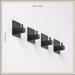 Merkloos Handdoekhaak 4 + 1 GRATIS Set Zonder Boren - RVS - Zwart - Vierkant Zelfklevend - Badjas - Theedoek Hanger Keuken Badkamer Handdoek Haakjes -Badkamer Wijs 1194x1200 4