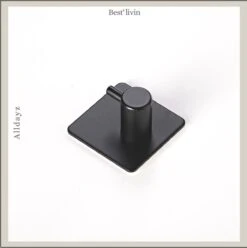 Merkloos Handdoekhaak 4 + 1 GRATIS Set Zonder Boren - RVS - Zwart - Vierkant Zelfklevend - Badjas - Theedoek Hanger Keuken Badkamer Handdoek Haakjes -Badkamer Wijs 1194x1200 7