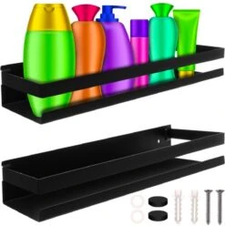 YUNICS® Badkamerrek - Badkamer Plank - Doucherek - Doucherek Hangend - RSV - Zwart -