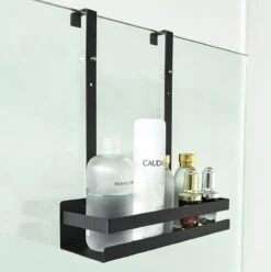 Doucherek Hangend - Ophangbaar Doucherek - Mat Zwart - Badkamerrek - Zonder Boren - Doucherek Aan Douchewand - Doucherekje -Badkamer Wijs 1195x1200 3