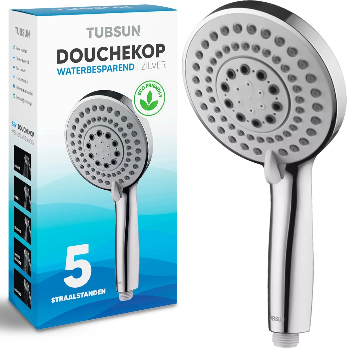 TUBSUN Waterbesparende Douchekop - Handdouche - Regendouche - 50% Waterbesparend - 5 Sproeistanden 3 TUBSUN Waterbesparende Douchekop - Handdouche - Regendouche - 50% Waterbesparend - 5 Sproeistanden