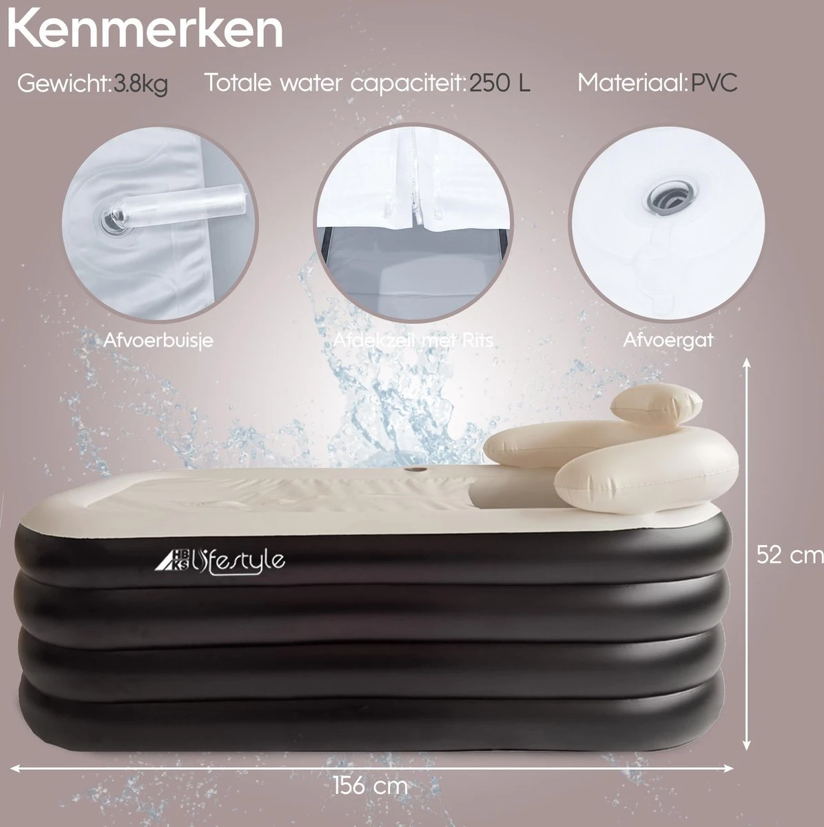 HBKS Lifestyle Bad – Opblaasbaar Ligbad – Bath Bucket – Zitbad Voor Volwassenen - Ijsbad Wim Hof Methode - Badkuip – Ice Bath – Zwart 8 HBKS Lifestyle Bad – Opblaasbaar Ligbad – Bath Bucket – Zitbad Voor Volwassenen - Ijsbad Wim Hof Methode - Badkuip – Ice Bath – Zwart - Afbeelding 6